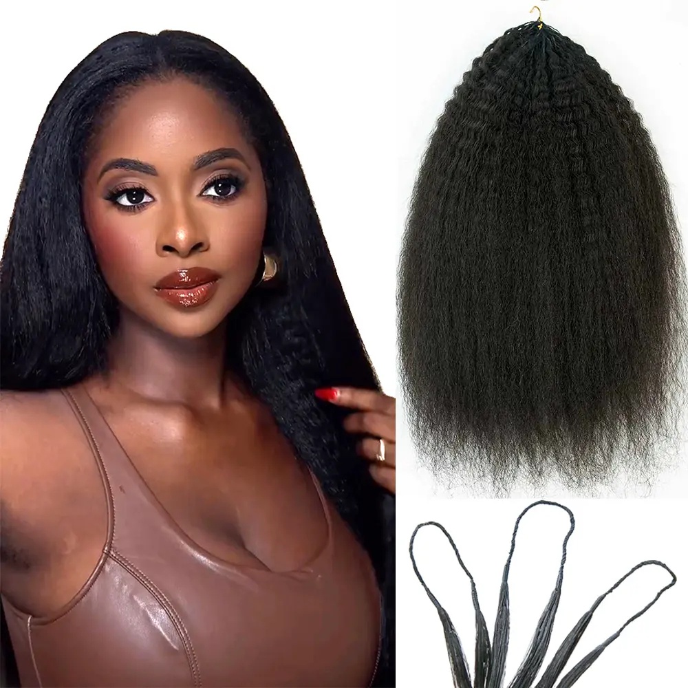 Human Hair Wigs - Knotless Kinky Straight Feather Crochet Human