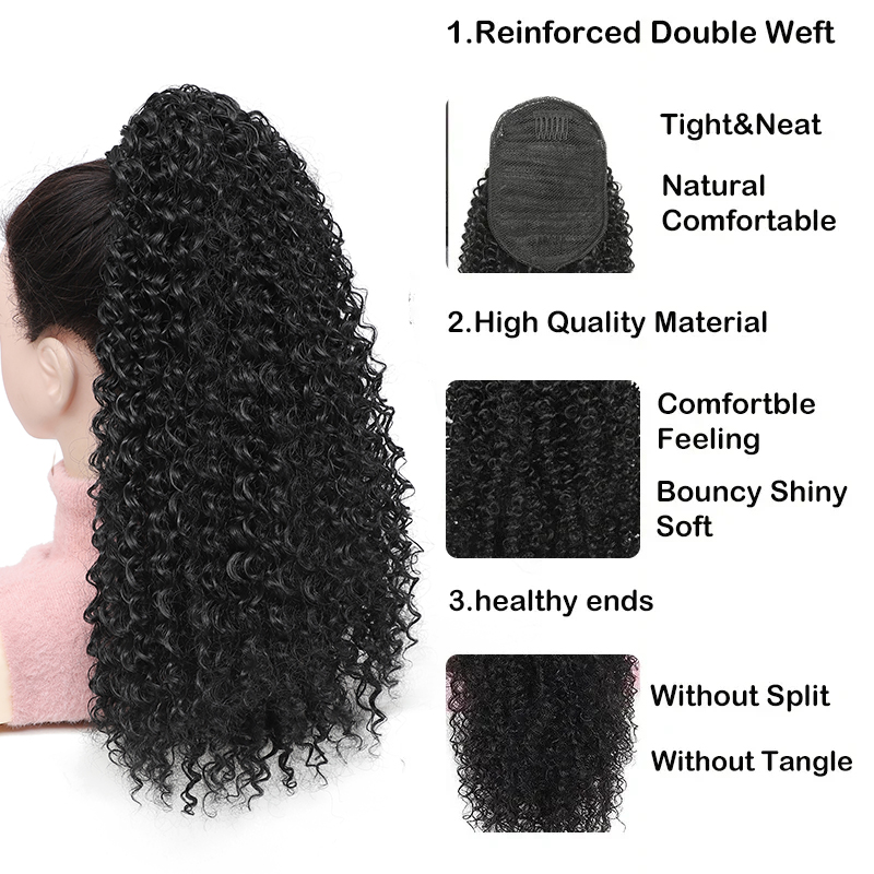 Long Curly Drawstring Ponytail - Drawstring Afro Curly Puff Ponytail recension och pris