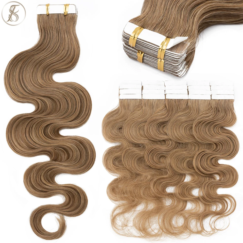 TESS 20pcs Wavy Tape In Human  - Invisible Tape In Extensions Real Hair recension och pris