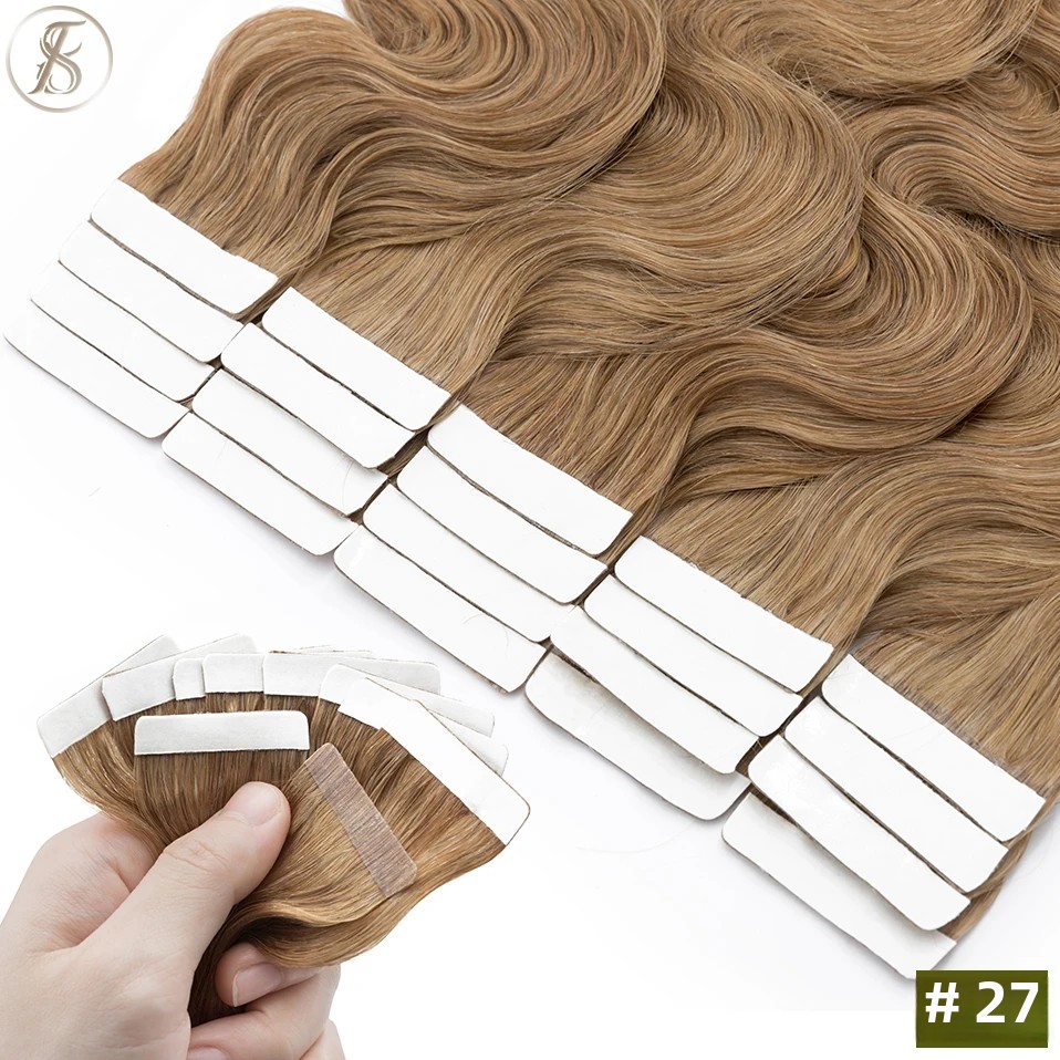 TESS 20pcs Wavy Tape In Human  - Invisible Tape In Extensions Real Hair recension och pris