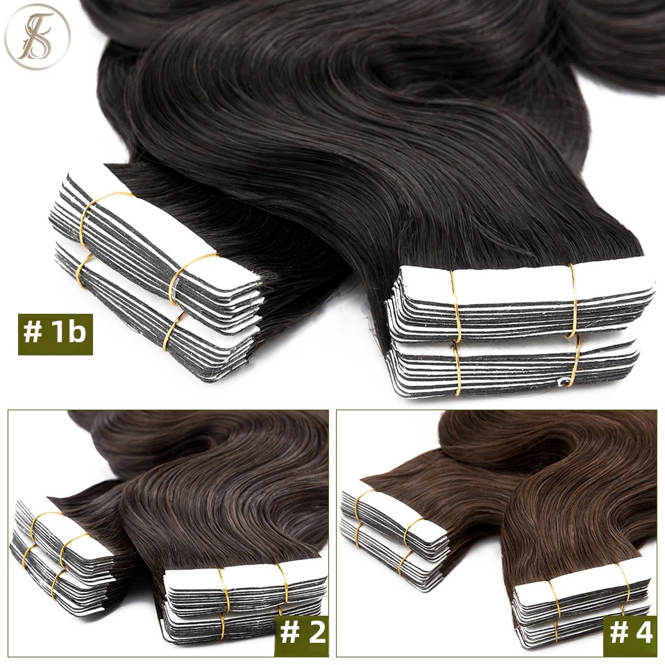 TESS 20pcs Wavy Tape In Human  - Invisible Tape In Extensions Real Hair recension och pris
