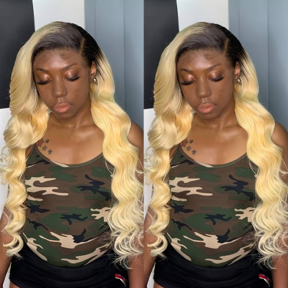 1B 613 Blonde Ombre Human Hair - 613 Blonde Body Wave Lace Front Wig recension och pris