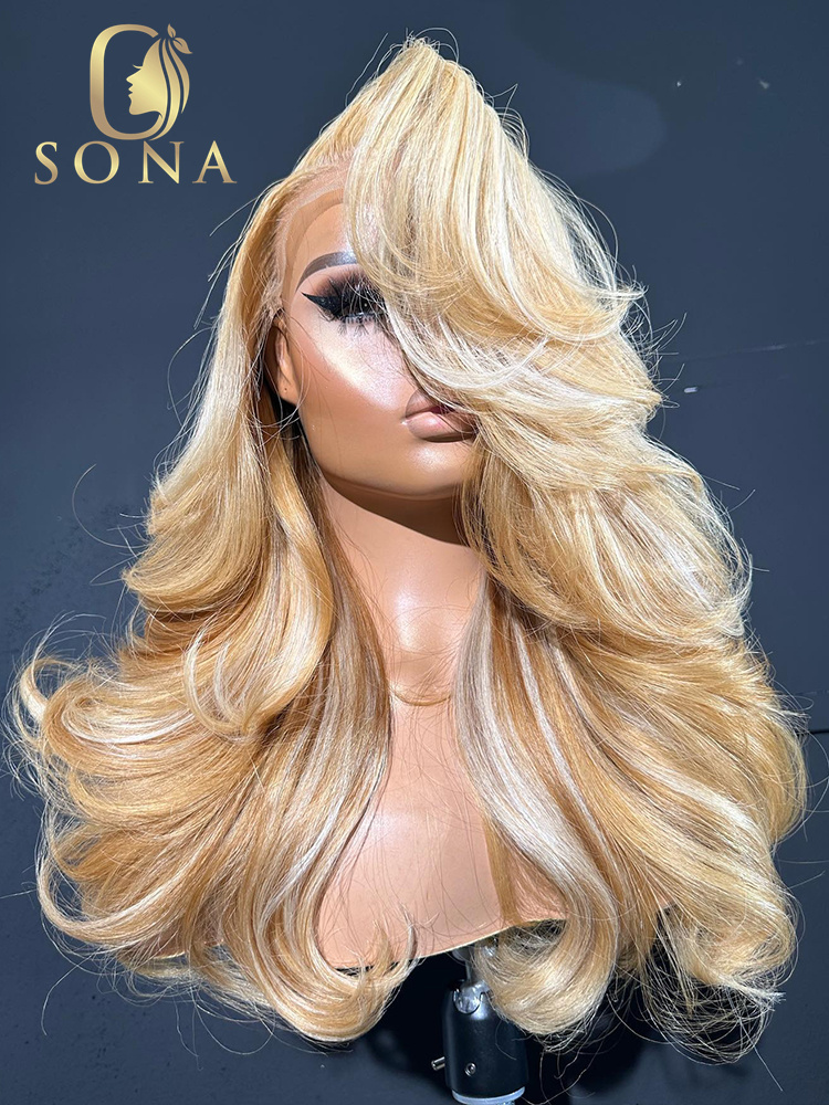 613# 27# Highlight HD Lace Fro - 613 Blonde Body Wave Lace Front Wig recension och pris