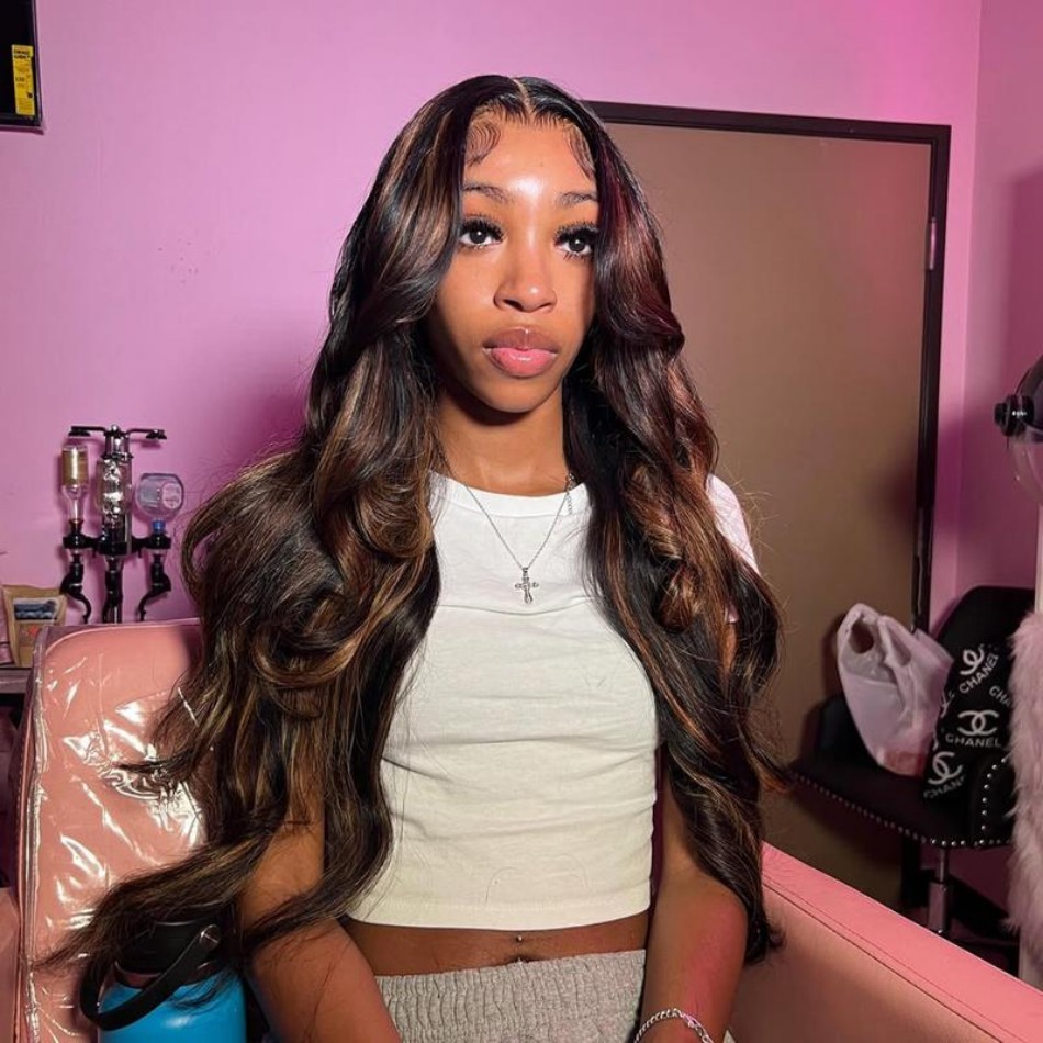 P1B30 Highlight Ombre Body Wav - Hd Lace Frontal Wig Human Hair Pre Plucked recension och pris