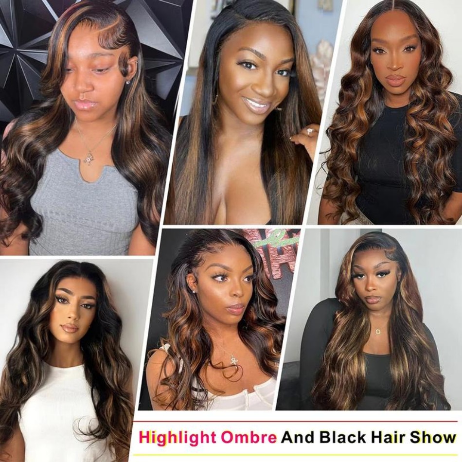 P1B30 Highlight Ombre Body Wav - Hd Lace Frontal Wig Human Hair Pre Plucked recension och pris