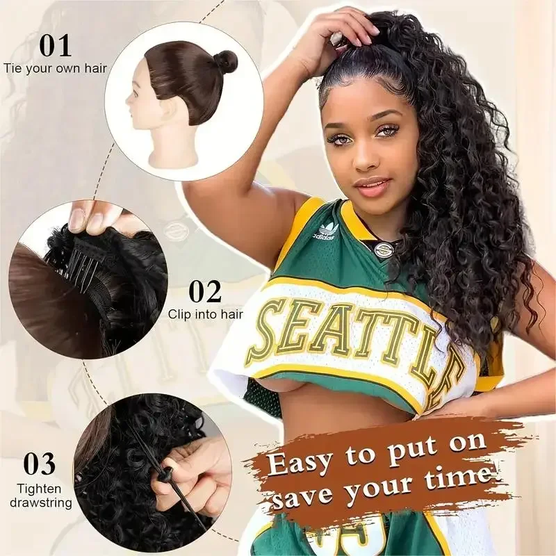 Afro Puff Curly Pony Tail Hair - Drawstring Afro Curly Puff Ponytail recension och pris