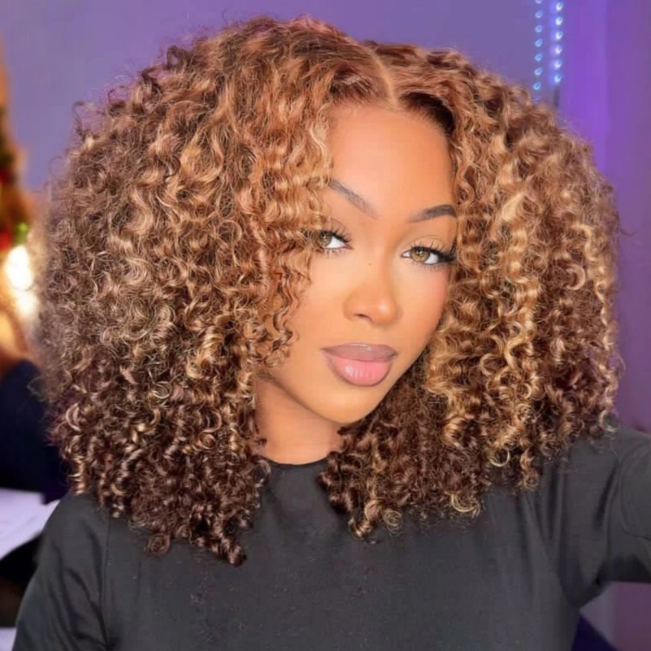 P4/27 Highlight Curly Short Bo - Glueless Wear And Go Human Hair Wig recension och pris
