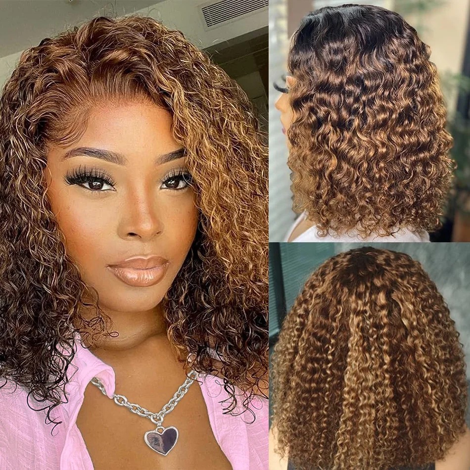 P4/27 Highlight Curly Short Bo - Glueless Wear And Go Human Hair Wig recension och pris