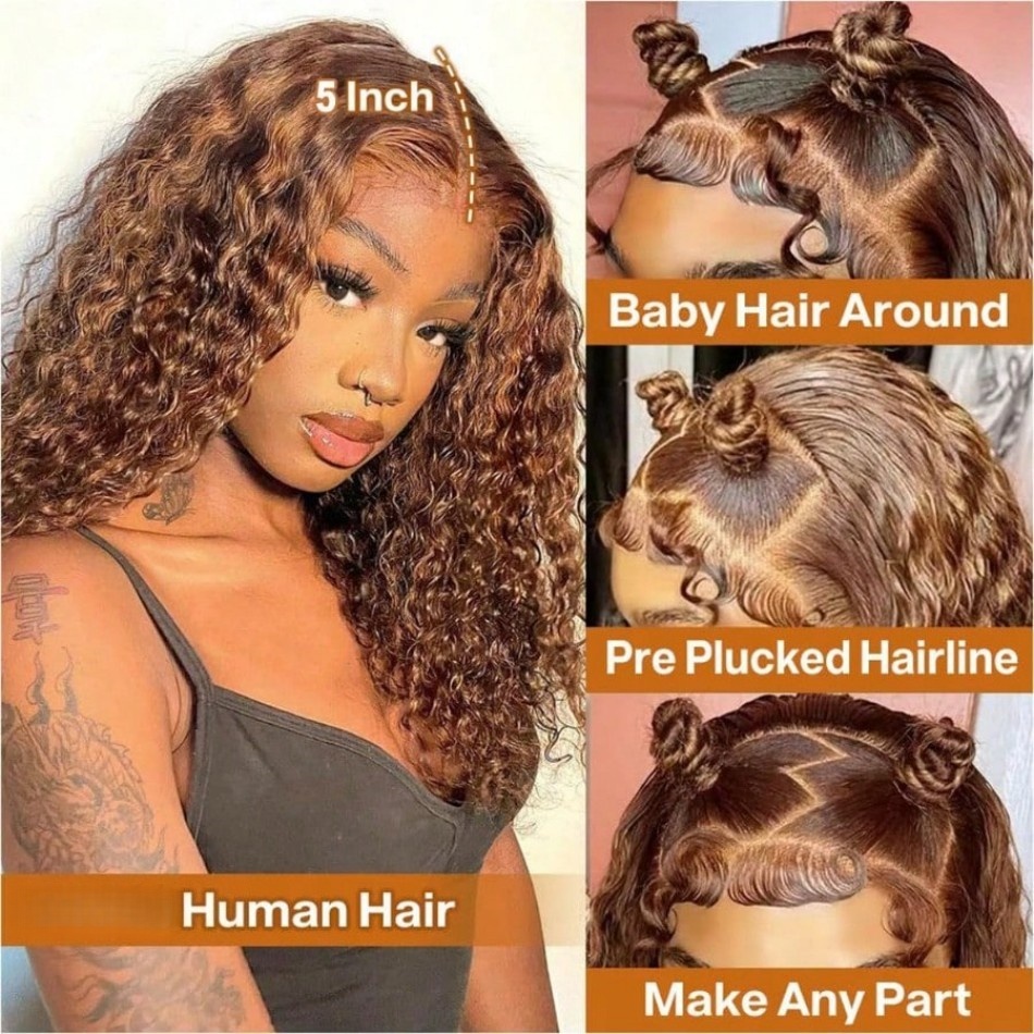 P4/27 Highlight Curly Short Bo - Glueless Wear And Go Human Hair Wig recension och pris