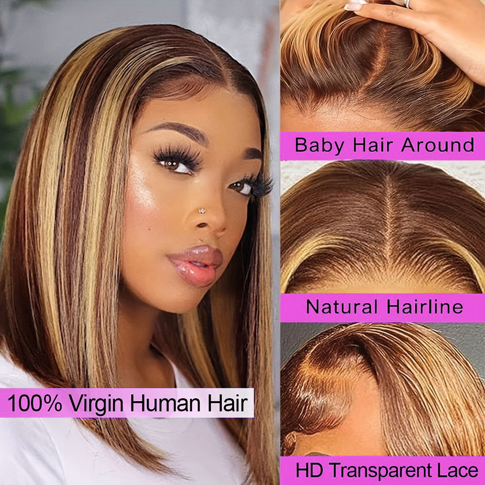 Straight Short Bob Wig Human H - Glueless Wear And Go Human Hair Wig recension och pris