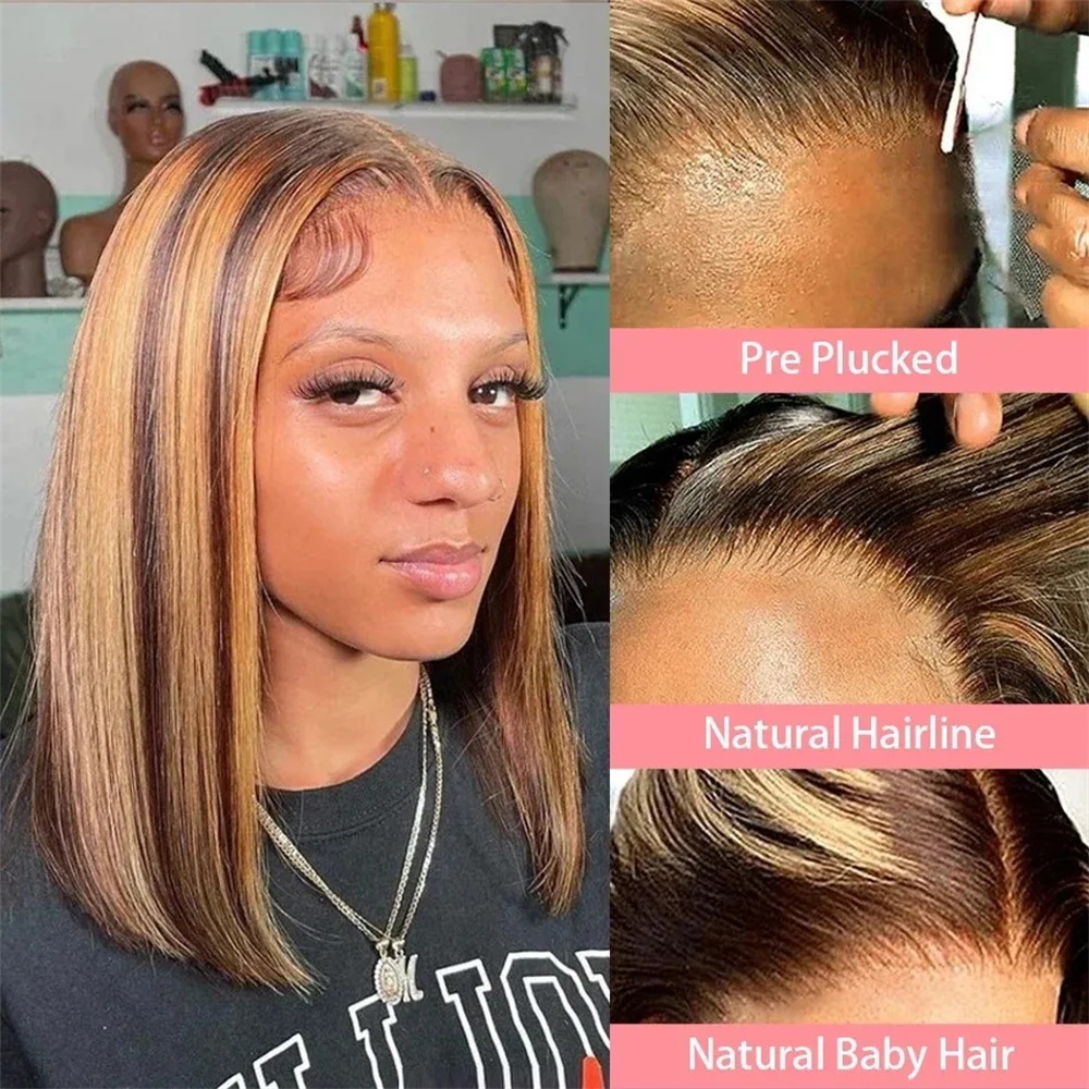 Honey Blonde Bob Wigs Human Ha - Glueless Wear And Go Human Hair Wig recension och pris