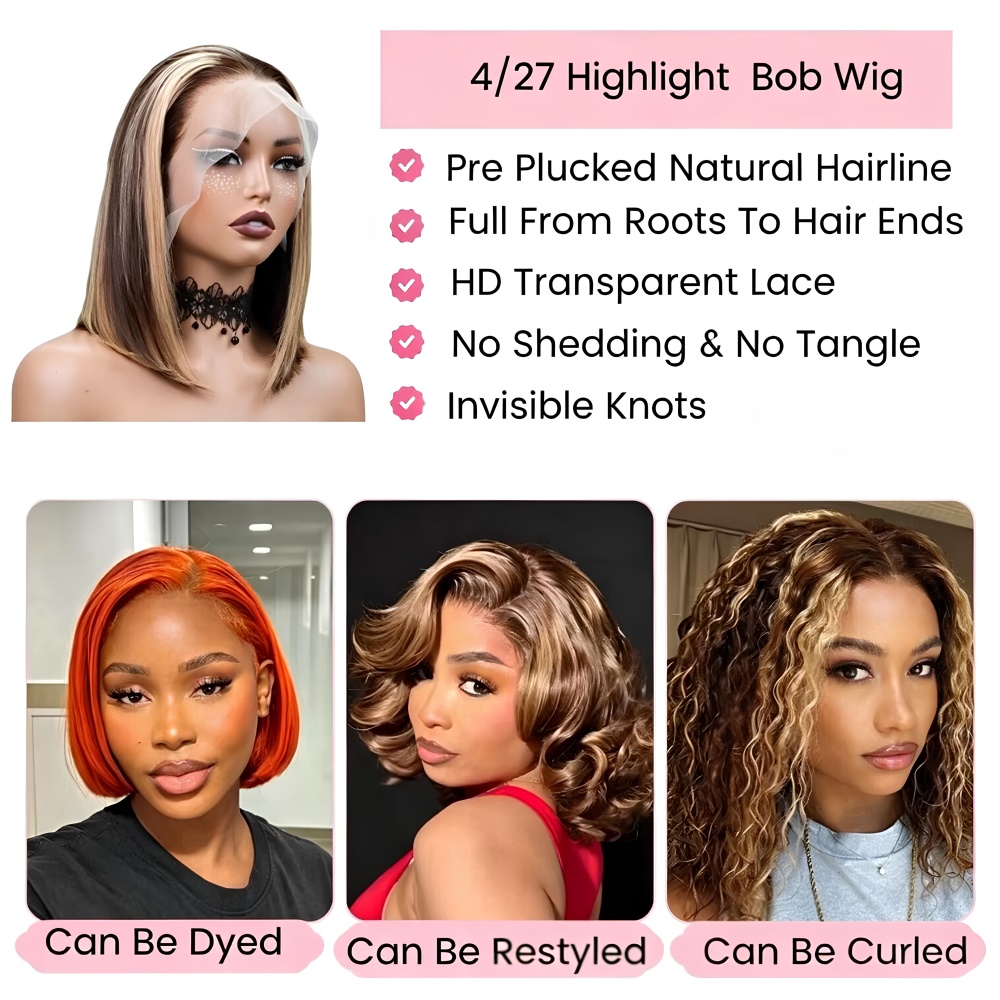 Honey Blonde Bob Wigs Human Ha - Glueless Wear And Go Human Hair Wig recension och pris
