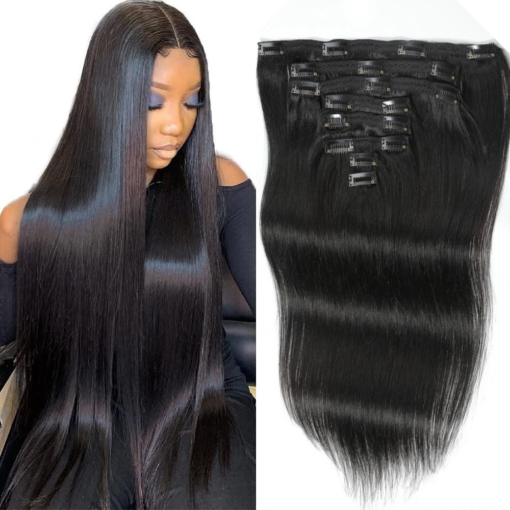 Clip In Straight Hair Extensio - Seamless Clip In Hair Extensions Human Hair recension och pris