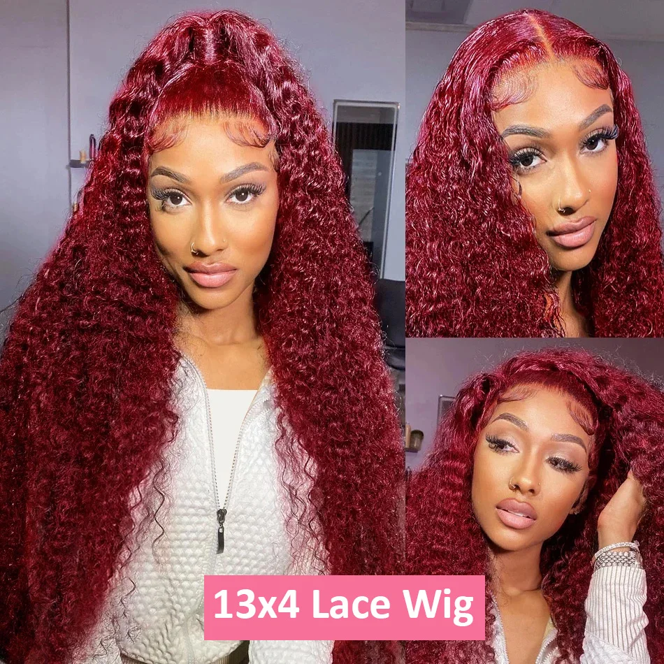 200 Density Burgundy Deep Wave - Lace Front Wigs recension och pris